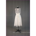 Elegant White Lace Bateau Neck Tea Length A Line Bridesmaid Dress With Bow Sash